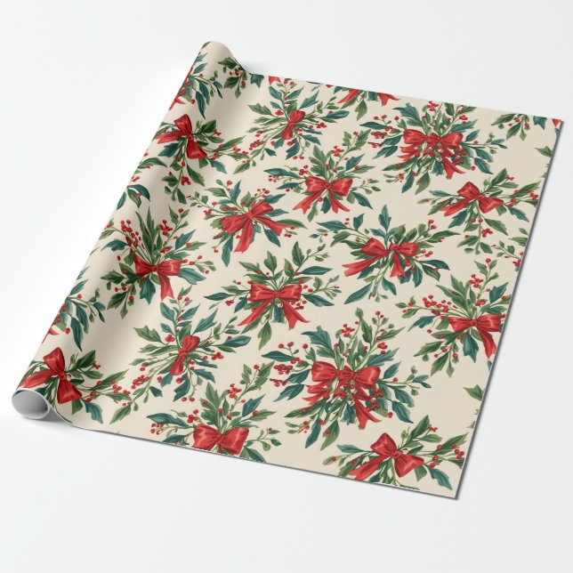 Presente Papel de Natal tradicional/clássico (Desenrolado)