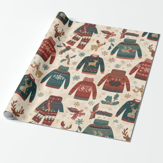Presente Papel de Natal tradicional/clássico (Desenrolado)