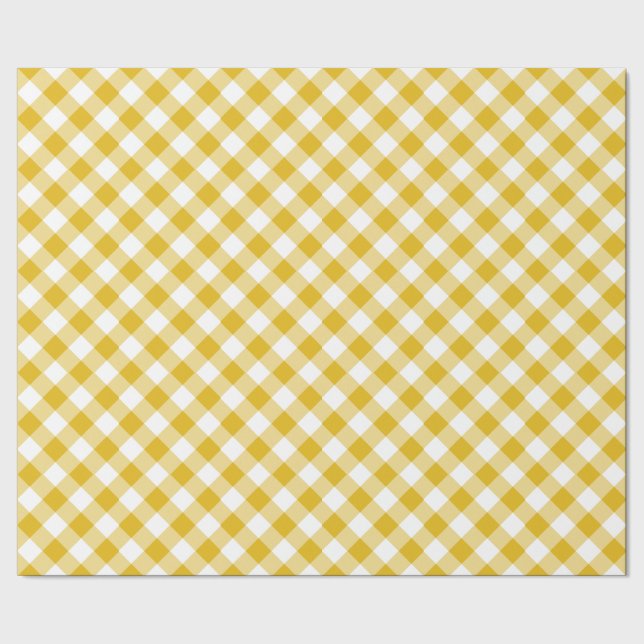 Presente Papel de ondulação amarelo Gingham (Barra)