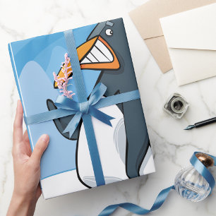 Presente Papel de ondulação com pinguim