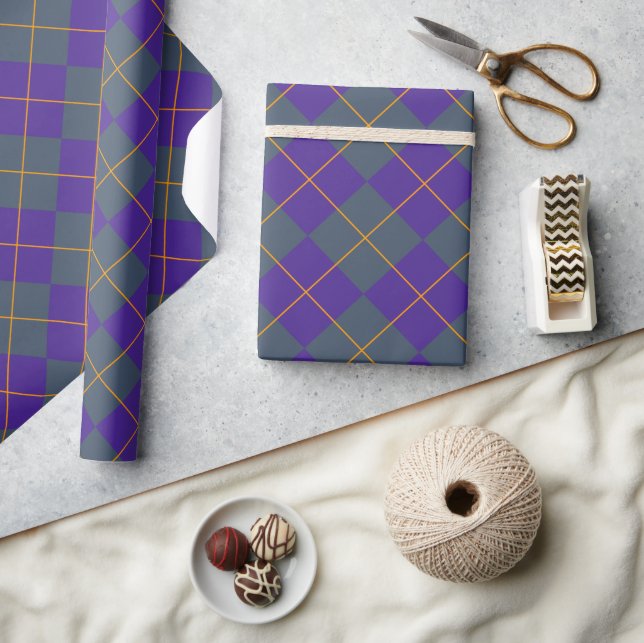 Presente Papel de ondulação Dark Academia Purple Argyle (Artesanato)