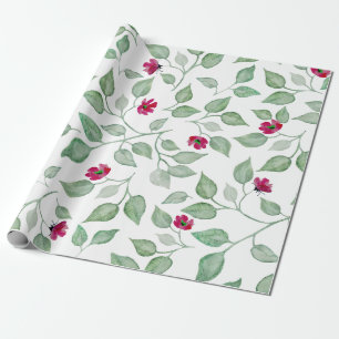Presente Papel de ondulação das folhas verdes florais de aq
