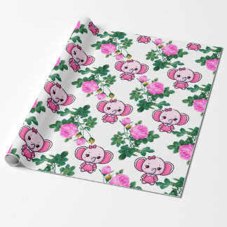 Presente Papel de ondulação de aniversário da menina elefan
