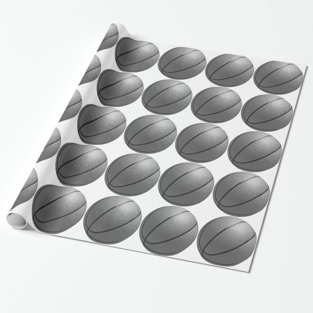 Presente Papel de ondulação de basquete preto e branco (Desenrolado)