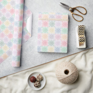 Presente Papel de ondulação de gráfico de crochê multicolor