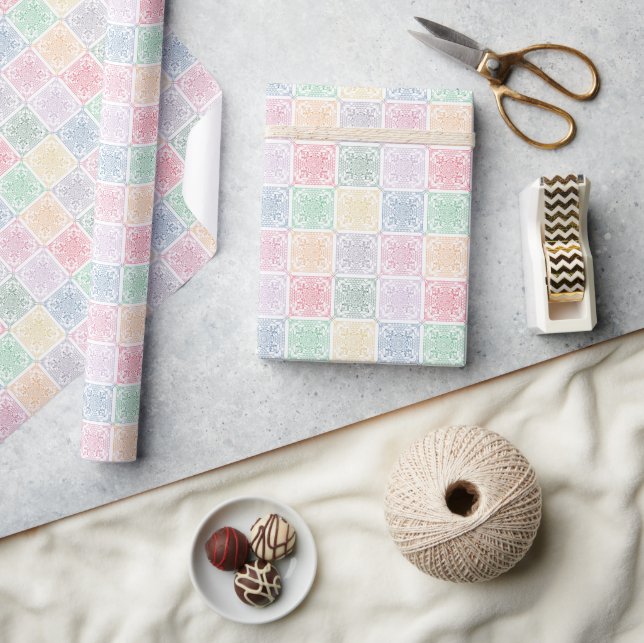 Presente Papel de ondulação de gráfico de crochê multicolor (Artesanato)