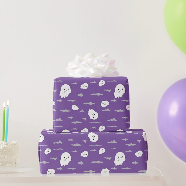 Presente Papel de ondulação de Halloween roxo para fantasma (Presentes para festas)