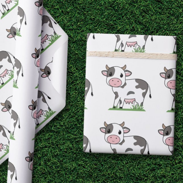Presente Papel de ondulação de vaca em forma de cartoon (Cute Cow Wrapping Paper)