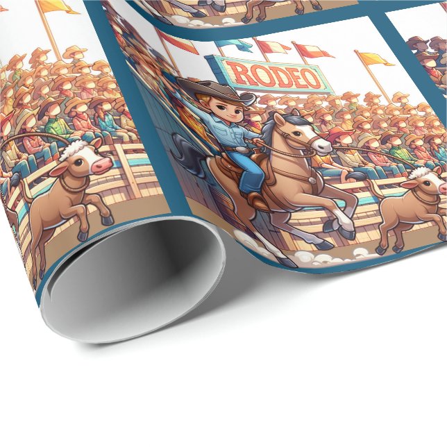 Presente Papel de ondulação do Cowboy do Rodeo Ocidental (Ponta do rolo)