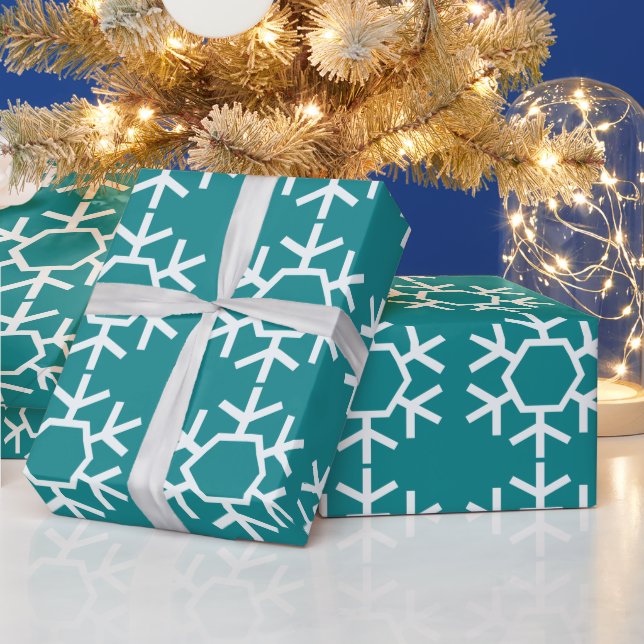Presente Papel de ondulação em flocos de neve em chic teal (Feriados)