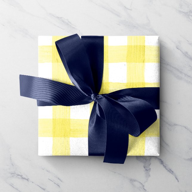 Presente Papel de ondulação Gingham, de aquarela amarela (Criador carregado)
