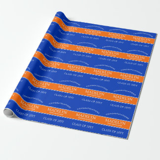Presente Papel de ondulação personalizado de laranja e azul