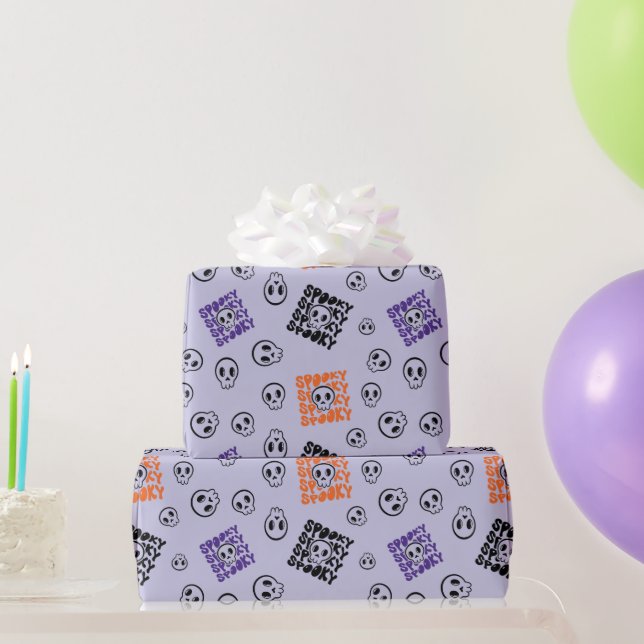 Presente Papel de ondulação roxo sem costura, de Halloween (Presentes para festas)