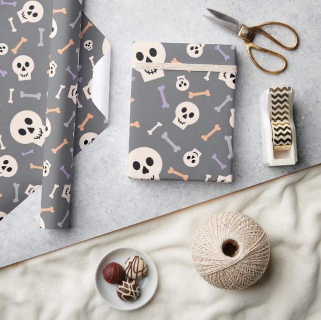 Presente Papel de ondulação sem costura, de Halloween Skull (Artesanato)