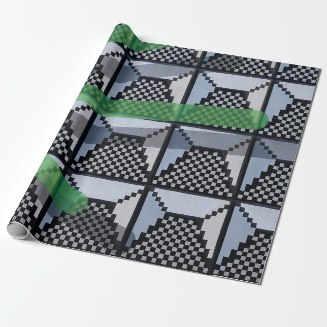 Presente Papel de parede em preto, verde e preto (Desenrolado)