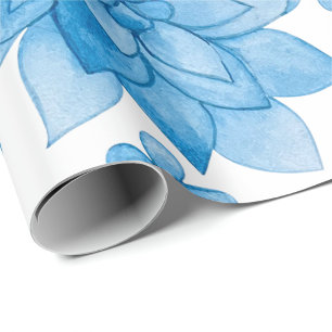 Presente papel de parede floral com flores e folhas azuis 