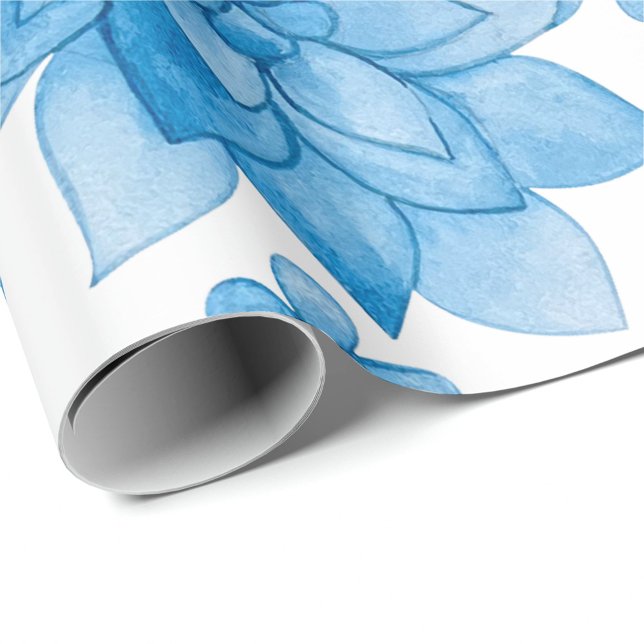 Presente papel de parede floral com flores e folhas azuis  (Criador carregado)