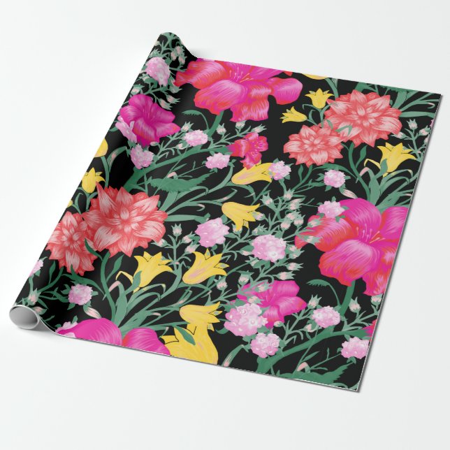 Presente Papel de parede floral com Flores Grandes. Correçã (Desenrolado)