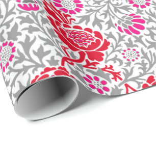 Presente Papel de parede floral jacobão, vermelho profundo