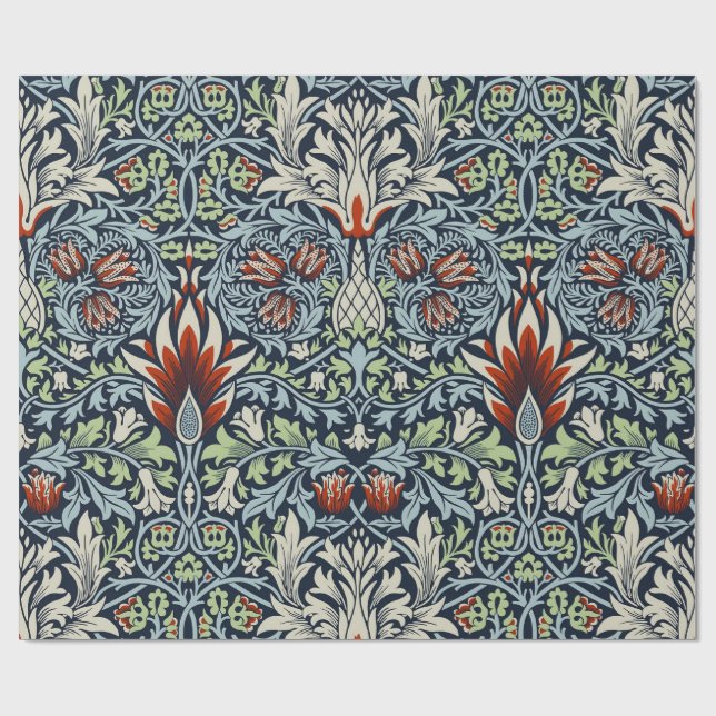 Presente Papel de parede floral Morris Navy Blue Snakeshead (Aberto)