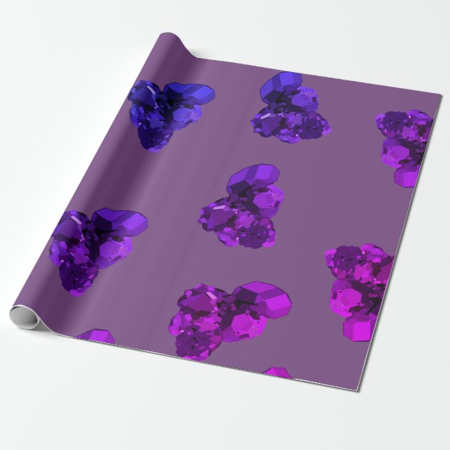 Presente Papel de Pedra Cristal Ametista Roxo (Desenrolado)