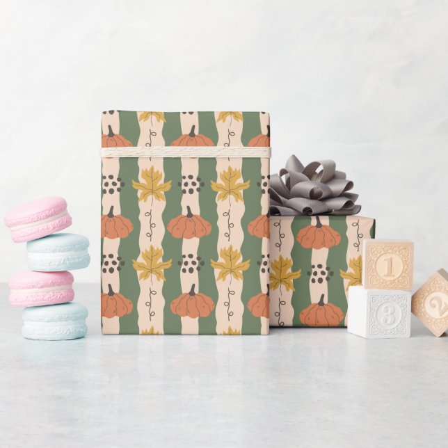 Presente Papel de Pumpkin Desenhado à Mão e Rolha de Papel  (Chá de bebê)