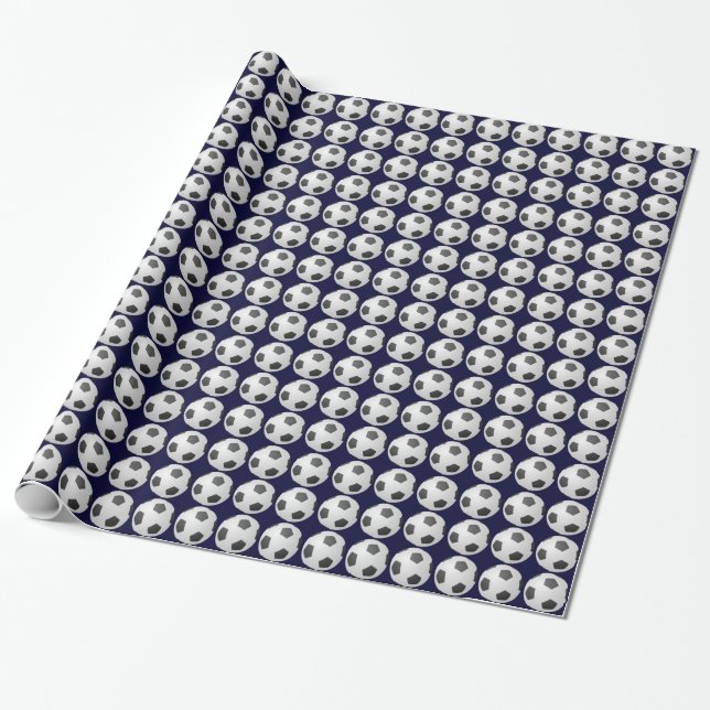 Presente Papel de quebra de futebol, fundo azul escuro (Desenrolado)