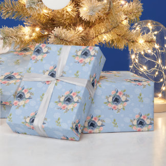 Presente Papel De Regalo elegant flowers blue and pink