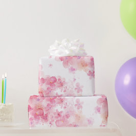 Presente Papel de seda com aguarela floral rosa