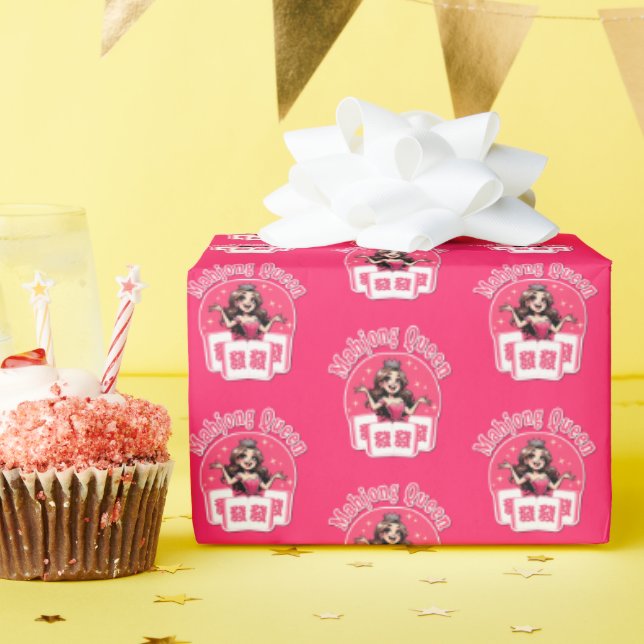 Presente Papel de Wraping Queen, a rosa, Mahjong (Festa de aniversário)