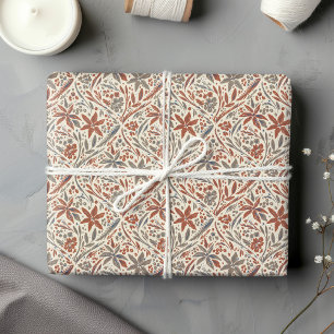 Presente Papel de Wrapper Floral de Outono de Damasco Moder
