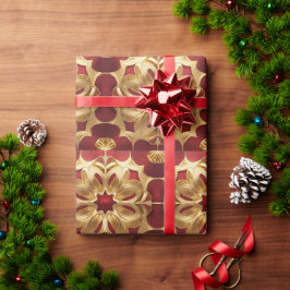 Presente Papel Dourado de Arranjo de Arte Flor Vermelho