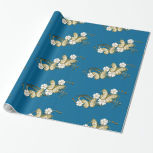 Presente Papel Dourado de empacotamento de padrão floral