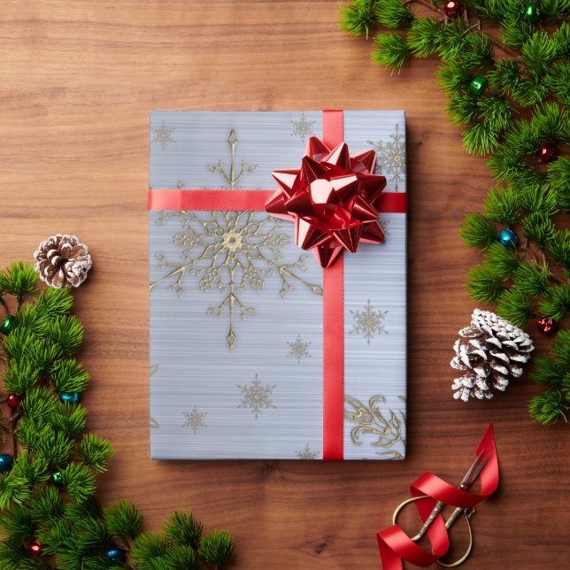 Presente Papel Dourado de enrolamento metálico em flocos de (Presente de Natal)