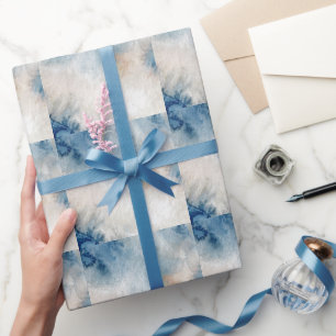 Presente Papel Dourado de Mola de Aquarela azul escura eleg