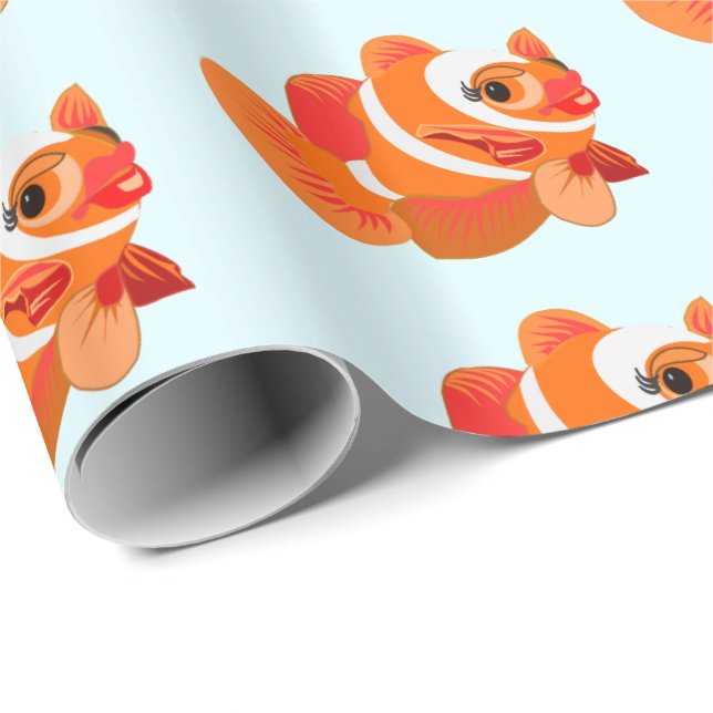 Presente Papel Dourado de moldagem de peixe - personalizáve (Ponta do rolo)