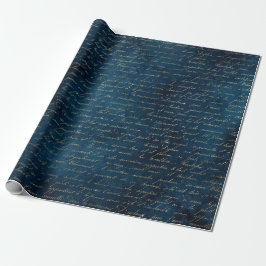 Presente Papel Dourado de moldagem de script Teal Gothic