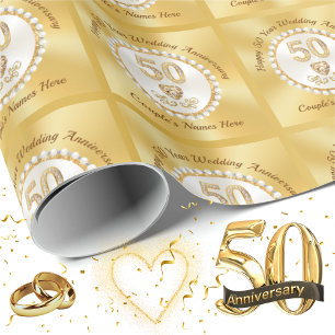 Presente Papel Dourado personalizado, de 50 anos