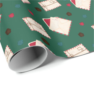 Presente Papel embrulhado com cartas de Natal
