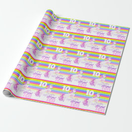 Presente papel embrulhado de cor aquática unicórnio para 10