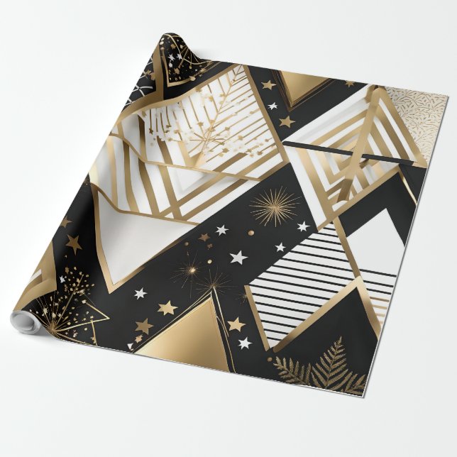 Presente papel embrulhado em formas geométricas de natal (Desenrolado)