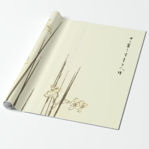 Presente Papel embrulhado IMPRESSÃO de IRIS JAPONÊS EM VERD