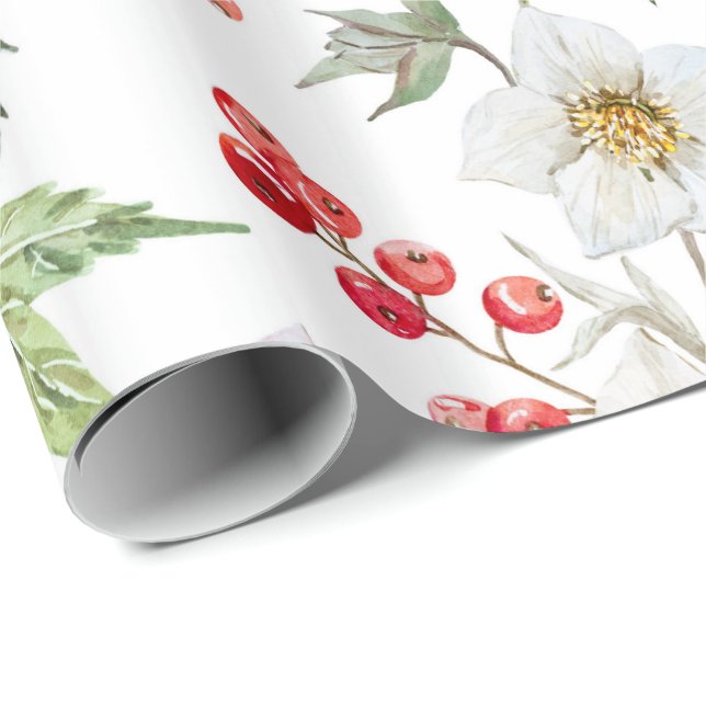 Presente Papel embrulho de Natal (Branco) (Ponta do rolo)