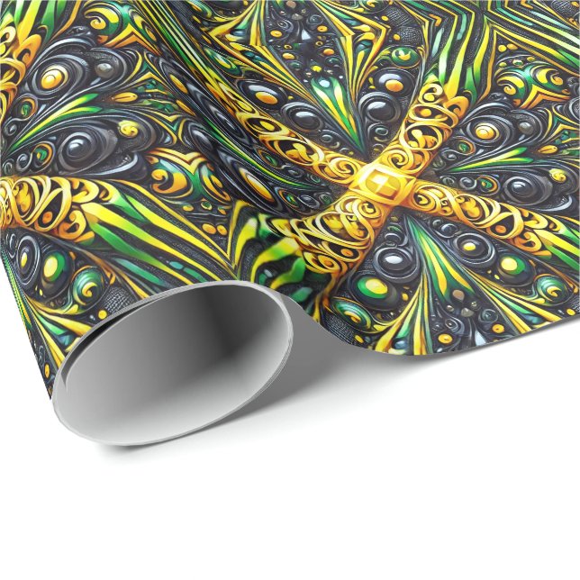 Presente Papel especial de embrulho com cores jamaicanas (Ponta do rolo)