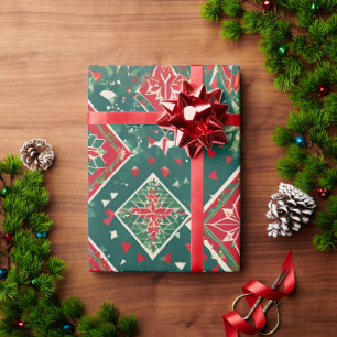 Presente Papel Festivo Geométrico de Molho de Natal
