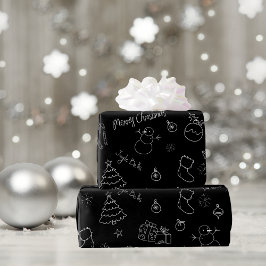 Presente Papel Festivo Preto para Molho de Natal
