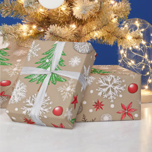 Presente Papel Festivo Silvery Kraft de Natal