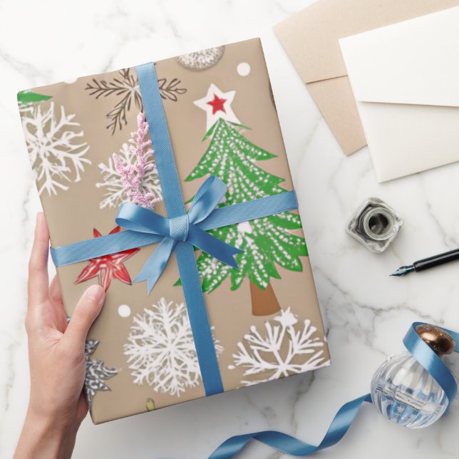Presente Papel Festivo Silvery Kraft de Natal (Presentear)