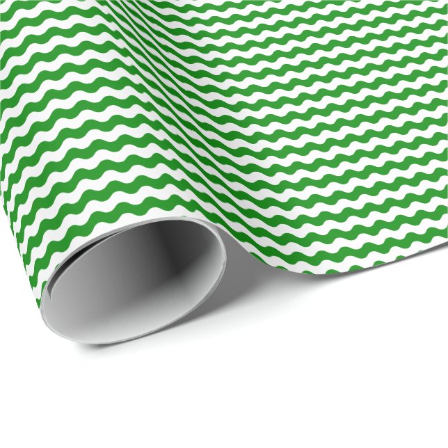 Presente Papel fino verde e do branco das ondas de (Ponta do rolo)