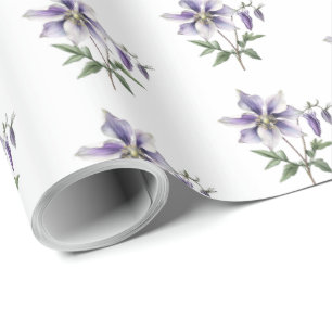 Presente Papel Floral Botânico de Flor Silvestre Roxa